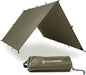 AquaQuest Safari Camping Tarp - Lightweight Durable Rain Fly - Waterproof Camping Essentials for Hiking, Backpacking & Hammock, 15 x 15 ft, Olive Drab