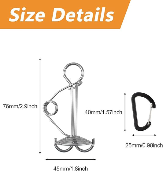 Morobor Deck Anchor Pegs, 10 PCS Windproof Aluminium Alloy Tent Stakes with Spring Black Buckle, Portable Double Ring Ground Anchor Pegs for Camping Hiking Fishing