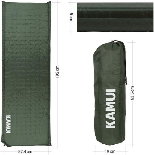 KAMUI Self Inflating Sleeping Pad - 2 Inch Thick Camping Pad Connectable with Multiple Mats for Tent and Family Camping (Green)