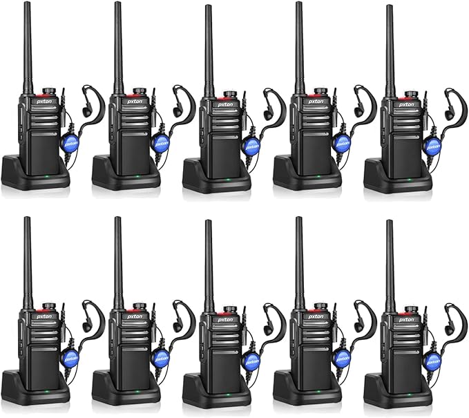 Waterproof walkie talkies for Adults, Work,and Outdoor. walkie talkies Long Range with Headphones and Fast Charger Dock，Handheld Two Way radios Rechargeable NOAA walkie Talkie (10 Pack)