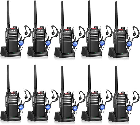 Waterproof walkie talkies for Adults, Work,and Outdoor. walkie talkies Long Range with Headphones and Fast Charger Dock，Handheld Two Way radios Rechargeable NOAA walkie Talkie (10 Pack)