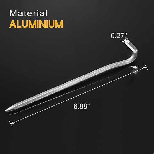 GEEWAY 7 Inch Aluminum Tent Stakes Pegs with Hook, 20 Pcs Camping Canopy Hooks Secure Ground Support for Outdoor Decorations and Tarps, Silver