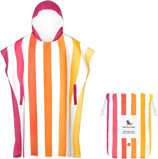 Dock & Bay Adult Poncho - Hooded Towel with Deep Pockets, Changing Robe - Quick Dry - Compact, Lightweight - Includes Bag