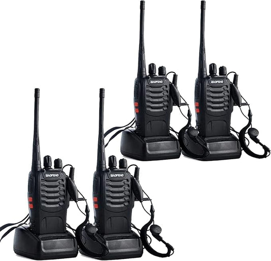 Walkie Talkies Long Range for Adults, Baofeng BF-888S Handheld Two Way Radios with Earpiece and Mic, Rechargeable Walkie Talkie with Li-ion Battery and Charger, Walky Talky(4 Pack)