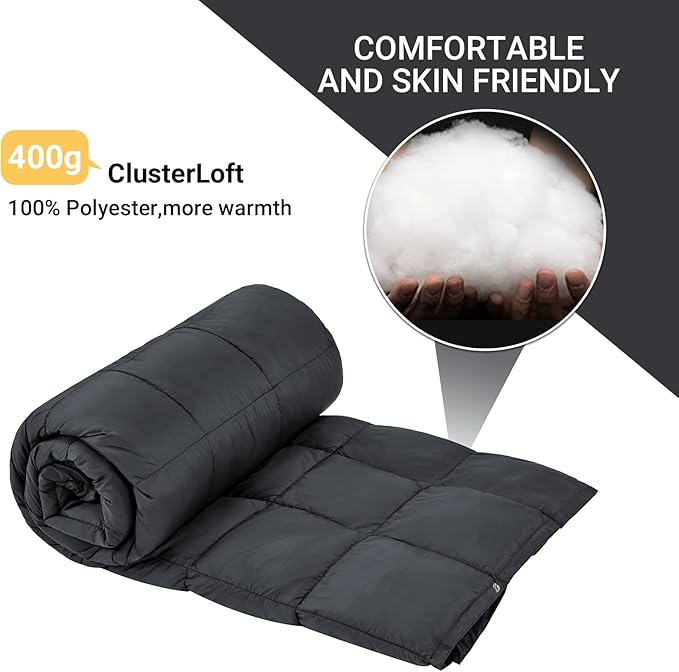 KingCamp Camping Blanket Lightweight, Multifunctional Warm Puffy Outdoor Blanket with Snap Button, Water Repellent, Packable, for Travel, Airplane, Hiking, Picnic