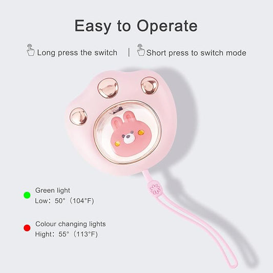 Rechargeable Cute Cat Paw Electric Hand Warmer，Portable and Reusable Hand Warmer,with 3-6Hrs Long Lasting Heating and Colorful Lights, for Kids&Women&Men in Cold Winter