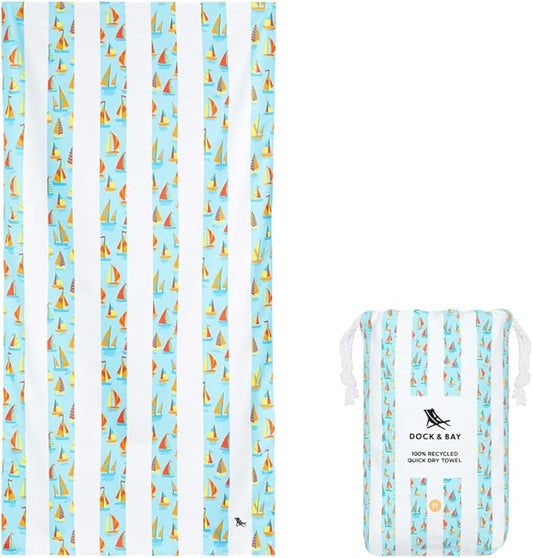 Dock & Bay Quick Drying Towel - for Sports, Gym, Travel, Yoga, Camping, Swimming - Super Absorbent, Compact, Lightweight - 100% Recycled Materials - Includes Bag - Variable Sizes