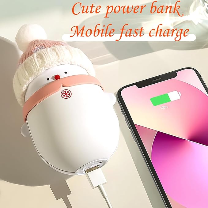 Rechargeable Hand Warmers ，Snowman Electric Hand Warmer 6000mAh Powerbank Reusable Handwarmers - Portable USB Hand Warmer for Christmas Outdoor Camping - Warm Gift for Men Women and Kids