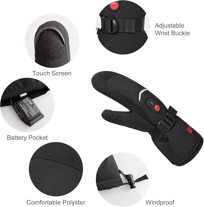 SNOW DEER Heated Gloves Electric Upgraded Men Women 7.4V Rechargeable Battery Gloves,Heated Motorcycle Glove Mittens