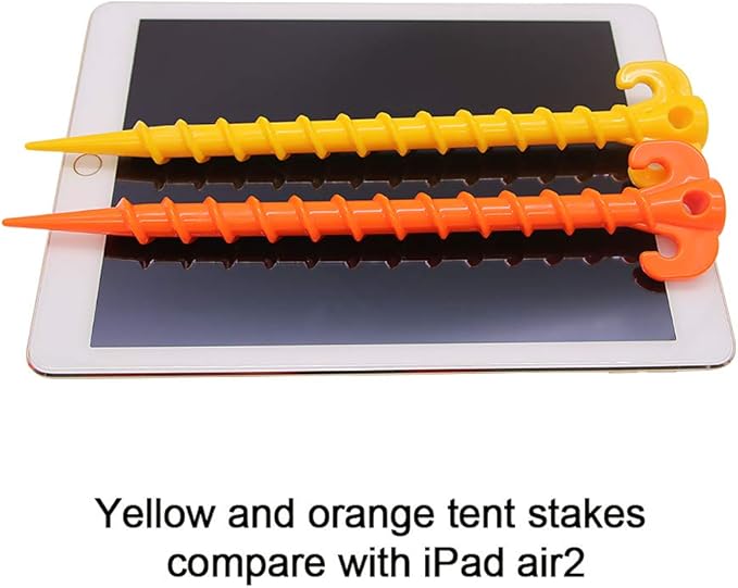 Canopy Stakes Canopy Anchor Beach Tent Stakes Heavy Duty Screw Shape 25 cm 10 inch - 4 Pack Orange …