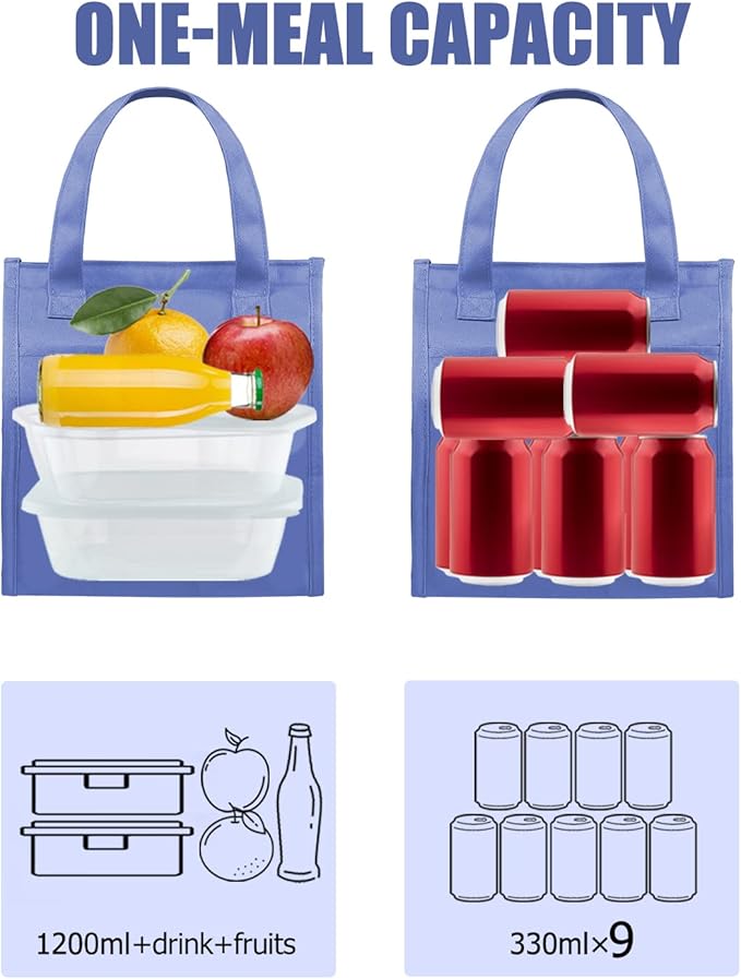 Fmeida Insulated Lunch Bag Women - Small Lunch Bags for Adults Reusable Lunch Tote Bag Lunch Box Thermal Snacks Organizer for Women Work Office Picnic Hiking Beach Outdoor - Purple