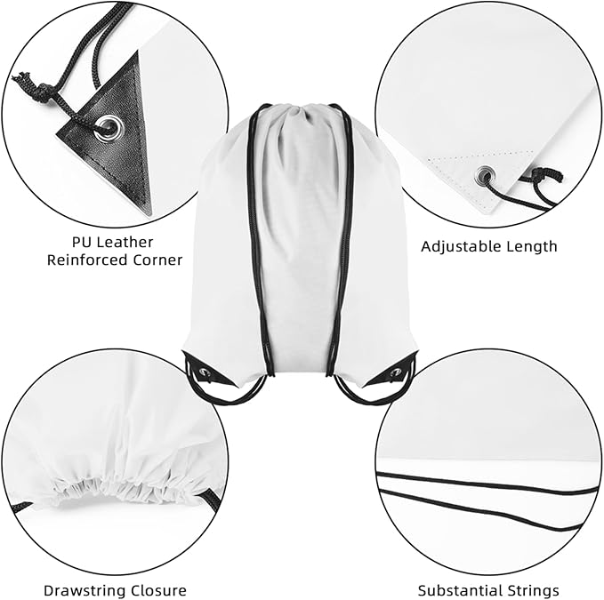 GoodtoU Drawstring Bags, Nylon Backpacks - Drawstring Gym Bags for Sport, Traveling, Team (White, 128Pcs)