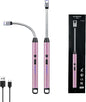 2 PCS Candle Lighter, Electric Lighter Arc Windproof Flameless with 360° Flexible Neck & LED Power Display,USB Rechargeable Lighter for BBQ, Grill, Camping, Fireplace, Stove(Pink)