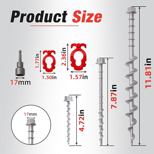Ground Anchors Non-Rust Cast Aluminum Heavy Duty Tent Anchors for Swing Set Anchors Screw in kit for Securing Animals, Tents, Canopies, Sheds, Car Ports, Swing Sets Outdoors(Big)
