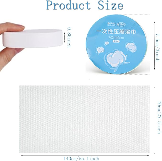 Large Compressed Towel Tablets Travel Disposable Reusable Bath Towel 55x27 inch for Swiming Travel Camping Hiking Beach Sports