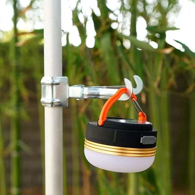 lasenersm 2 Pieces Metal Clamp Camping Lantern Hanger Tent Poles Placing Hook Lantern Hanger Clip Tent Poles Camping Lantern Hanger Clip Hook Camping Tent Accessories, Silver