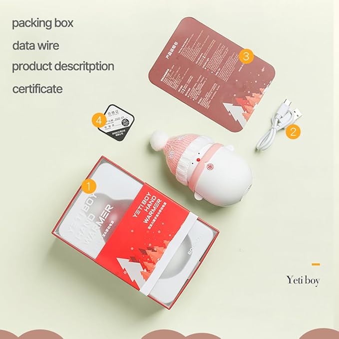 Rechargeable Hand Warmers ，Snowman Electric Hand Warmer 6000mAh Powerbank Reusable Handwarmers - Portable USB Hand Warmer for Christmas Outdoor Camping - Warm Gift for Men Women and Kids