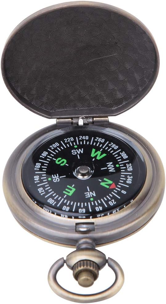 Nikou Vintage Pocket Compass，Kids Classic Portable Compass Accurate Waterproof for Hiking Outdoor Camping Motoring Boating Backpacking Survival Emergency (Zinc Alloy)