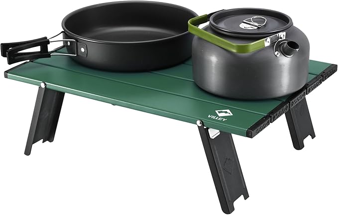 VILLEY Portable Mini Folding Beach Table, Ultralight Aluminum Side Table with Carry Bag for Camping, Picnics, and Outdoor Activities
