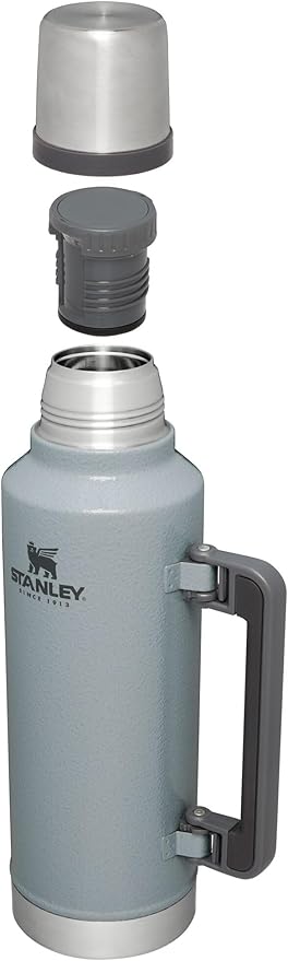 Stanley Classic Legendary Vacuum Bottle 2.0 qt | Wide Mouth with Leakproof Cup Lid | Keep Drinks Hot or Cold | Packable for Travel | Insulated Stainless Steel Thermos | BPA-Free | Hammertone Silver