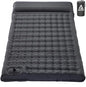 Double Sleeping Pad Camping, Self Inflating 4'' Extra-Thick 2 Person Pillow Built-in Foot Pump Waterproof Inflatable Sleeping Mat Backpacking, Tent, Hiking, Portable Camping Pad (Grey-Double)