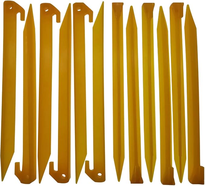 MUDOR 12 Inch Plastic Tent Stakes -12 pcs Heavy Duty and Durable Tent Pegs Spike Hook for Campings Outdoor Sand Beach, Sturdy Canopy Stakes Accessories, Garden Lawn Stakes