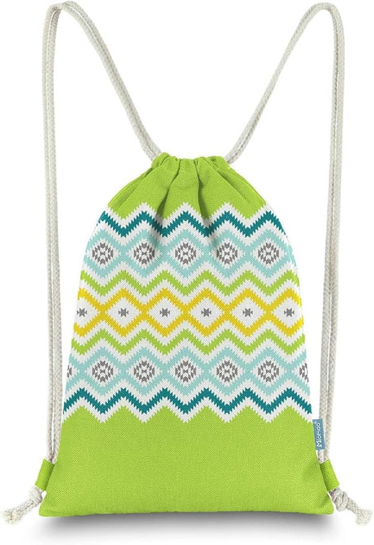 Drawstring Backpack Bohemia Style String Bag Canvas Beach Sport Daypack