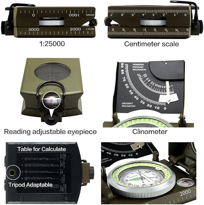 Sighting Navigation Compass with Inclinometer