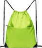 BuyAgain Drawstring Backpack Sports Water Resistant String Bag Sport Gym Sackpack for Women Men Large with Zipper, Apple Green