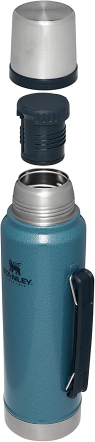 Stanley Classic Legendary Vacuum Bottle 1.1 qt | Wide Mouth with Leakproof Cup Lid | Keep Drinks Hot or Cold | Packable for Travel | Insulated Stainless Steel Thermos | BPA-Free | Hammertone Lake