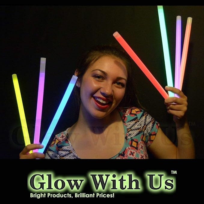 Glow Sticks Bulk Wholesale, 250 12” Yellow Industrial Grade Jumbo Light Sticks, Bright Color, Glow 14 Hrs, Safety Glow Stick w/ 3-year Shelf Life, Ideal for Camping & Emergency, GlowWithUs Brand
