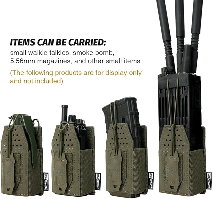 Tactical Radio Holster Molle Radio Pouch Universal Radio Holder for Walkie Talkie Motorola BaoFeng UV-5R BF-F8HP Adjustable Storage Rifle Magazine Pouch(Ranger Green)