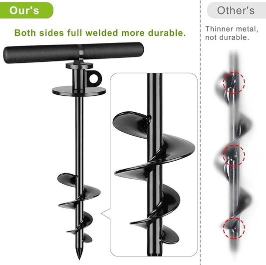 15 Inch Dog Tie Out Stake, Heavy Duty Dog Spiral Stake for Medium to Large Dogs up to 220lbs, No Tangle, Dog Anchor for Yard, Camping, and Beach