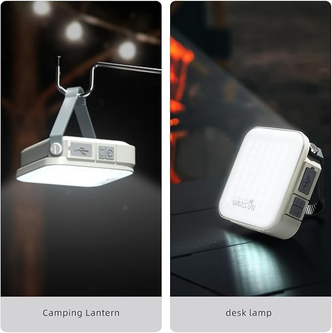 WARSUN 1000 Lumens Rechargeable LED Work Light – 6000mAh Portable Camping Tent Light with Solar Charging, 4 Color Temperatures, 3 Brightness Levels, Hanging Flashlight