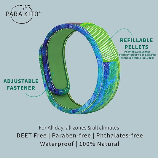 PARA'KITO Mosquito Insect & Bug Protection Wristband - Mosquito Stickers, Bug Spray Alternative - Summer Essentials, Beach Accessories, Hiking & Camping Essentials - Natural Essential Oils (Mahi-Mahi)