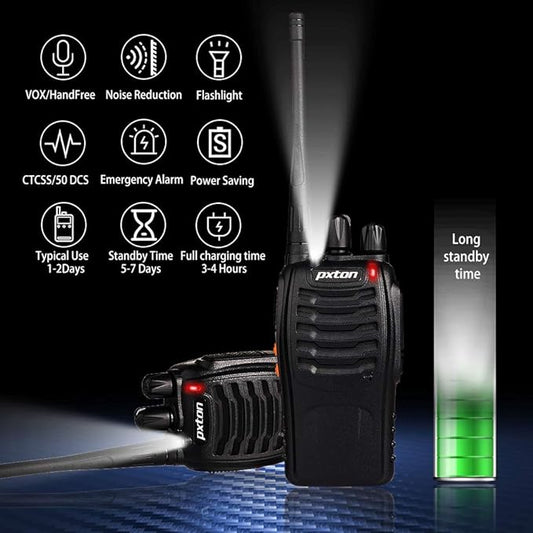 Walkie Talkies Long Range for Adults with Earpieces,16 Channel Walky Talky Rechargeable Handheld Two Way Radios with Flashlight Li-ion Battery and Charger（4 Pack）