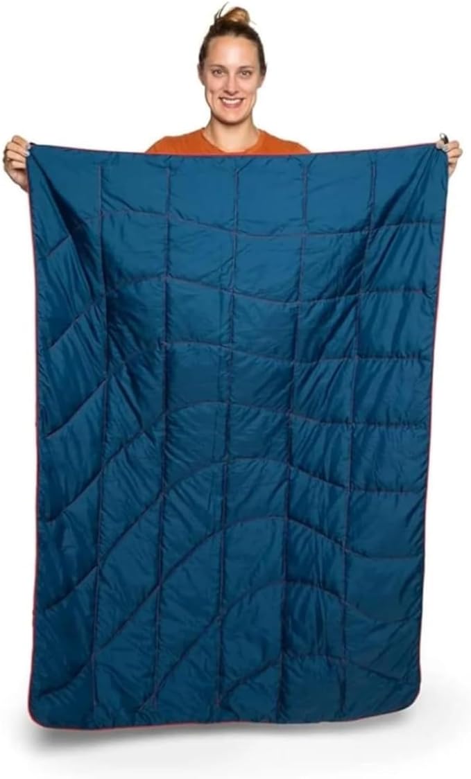 Rumpl The NanoLoft Puffy Blanket | Indoor Outdoor Camping Blanket for Traveling, Picnics, Beach Trips, Concerts | 38" x 52" | Rocky Mountain Sunset Fade, Travel