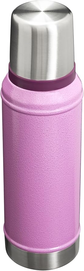 Stanley Classic Legendary Vacuum Bottle 1.0 qt | Wide Mouth with Leakproof Cup Lid | Keep Drinks Hot or Cold | Packable for Travel | Insulated Stainless Steel Thermos | BPA-Free | Hammertone Lilac