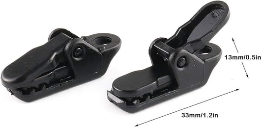 E-outstanding 12-Pack Small Outdoor Camping Awning Point Hook Tent Windbreak Clamp Plastic Crocodile Clip 33x10x13mm, Black