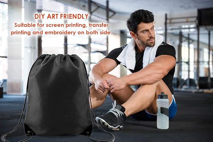 BeeGreen Drawstring Backpack Bags 20,30,50 Packs Reflective String Bags for Gym Sport Trip Cinch Sack DIY for Women Men
