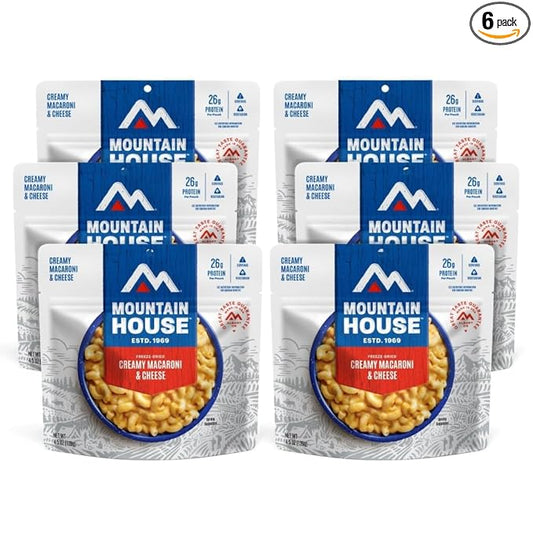 Mountain House Creamy Macaroni & Cheese Freeze Dried Backpacking & Camping Food Vegetarian 6-Pack