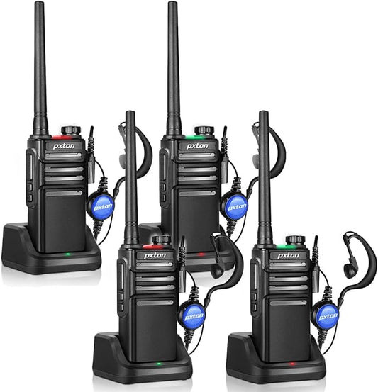 Waterproof walkie talkies Long Range for Adults with Headphones and Charger Dock，GMRS Handheld Two Way radios Rechargeable NOAA walkie Talkie (4 Pack)