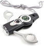 7 in 1 Multi-Function Compass, Outdoor Survival Safety Whistle Compass Thermometer LED Mirror Magnifying Glass Multitool for Camping, Hiking, Hunting, Fishing and Adventure