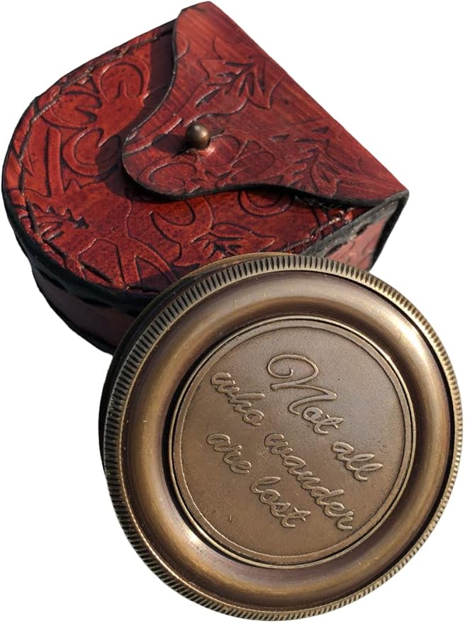 Nautical Brass Compass Engraved Pocket Compass Quote Not All Those Who Wander are Lost Magnetic Compass Graduation Confirmation Day Gift Vintage Working Compass