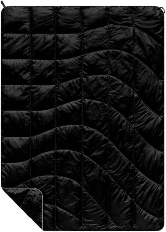 Rumpl The NanoLoft Puffy Blanket | Indoor Outdoor Camping Blanket for Traveling, Picnics, Beach Trips, Concerts | 32" x 52" | Black, Travel