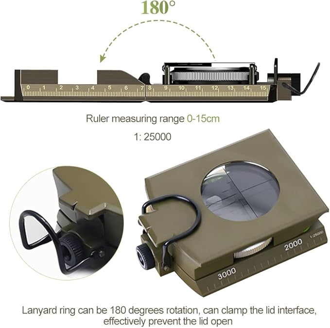 Military Compass, Hiking Compass for Survival with Lensatic Sighting, Luminous Navigation Compass Waterproof for Backpacking Orienteering Camping