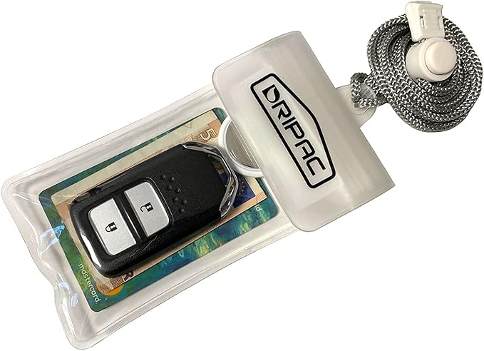 DRIPAC Waterproof Car Key FOB Case Waterproof Wallet Waterproof Holder Pouch For Key ID Badge Credit Card Money（White）