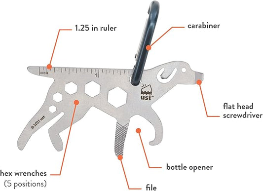 UST Tool-a-Long Multi-Tool Carabiners with Durable, Compact Stainless Steel Construction for Hiking, Kayaking, Camping, Travel and Outdoor Survival