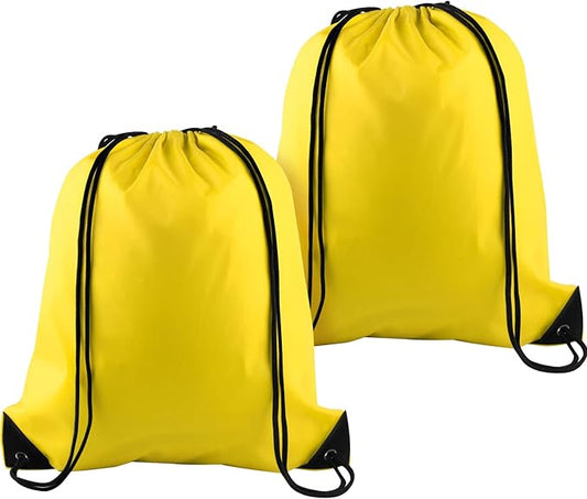KUUQA 2 Pcs Yellow Drawstring Backpack Drawstring Bag Bulk Sports Cinch Bags String Backpack Storage Bags for Gym Traveling