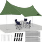 Camping Tarp with Poles - AYAMAYA Large Size 10x15 FT Tent Tarps - Waterproof Hammock Awnings Canopy Rain Fly Picnic Mat Survival Shelter for Backpacking Hiking Beach Sun Shade with Stakes & Guylines